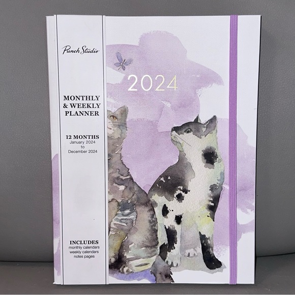 Punch Studio Other - 2024 Planner Punch Studio Monthly 12 months Planner Weekly Agenda (Cat Print)